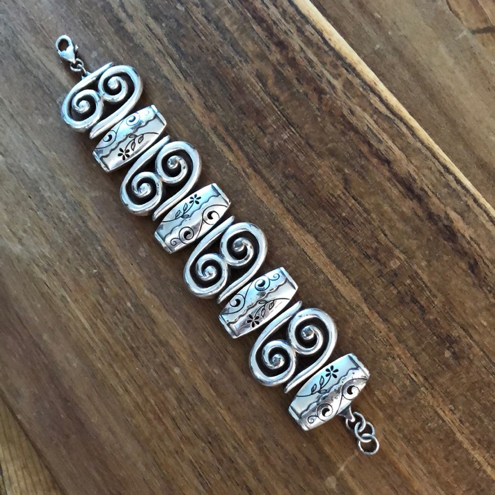 BRIGHTON PABLO'S PASSION WIDE CUFF SILVER LINK BRACELET